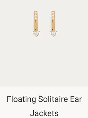 Jewels & Aces Gold Floating Solitaire Ear Jacket Earrings